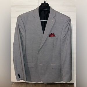 Alfani Gray Blazer with Red Pocket Square